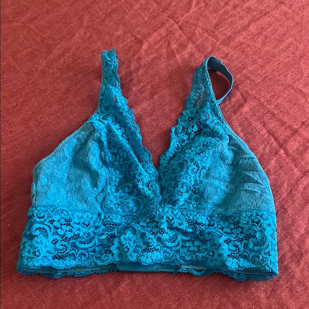 Soma Blue Velvet Bralette with Plunge Style